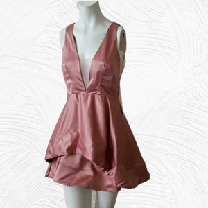 Luxxel small NWT blush fit and flare 2 layer sleeveless deep v-neck mini Dress